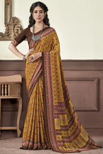 Load image into Gallery viewer, Yellow Color Crepe Silk Fabric Vintage Light Weight Saree

