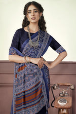 Load image into Gallery viewer, Crepe Silk Fabric Blue Color Wonderful Light Weight Saree
