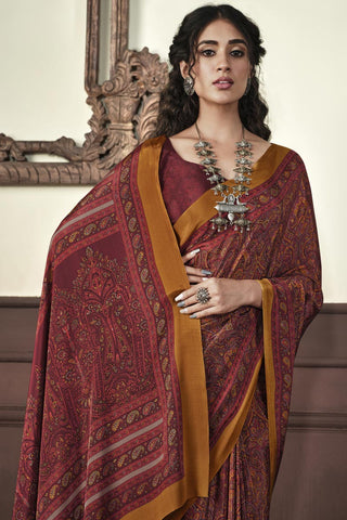 Crepe Silk Fabric Bewitching Multi Color Light Weight Saree