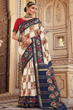 Load image into Gallery viewer, Excellent Art Silk Fabric Off White Color Foil Printed Saree
