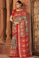 Load image into Gallery viewer, Beguiling Grey Color Art Silk Fabric Foil Printed Saree
