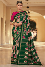 Load image into Gallery viewer, Dark Green Color Art Silk Fabric Attractive Foil Printed Saree
