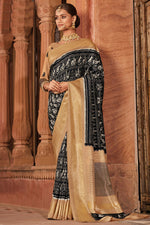 Load image into Gallery viewer, Traditional Black Color Art Silk Fabric Foil Printed Saree

