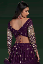 Load image into Gallery viewer, Radiant Wine Color Sangeet Wear Lehenga In Georgette Fabric
