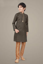 Load image into Gallery viewer, Dark Beige Color Cotton Silk Fabric Festive Wear Designer Kurta Pyjama For Kids Wear
