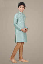 Load image into Gallery viewer, Light Cyan Color Art Silk Fabric Wedding Wear Trendy Kurta Pyjama For Kids Wear
