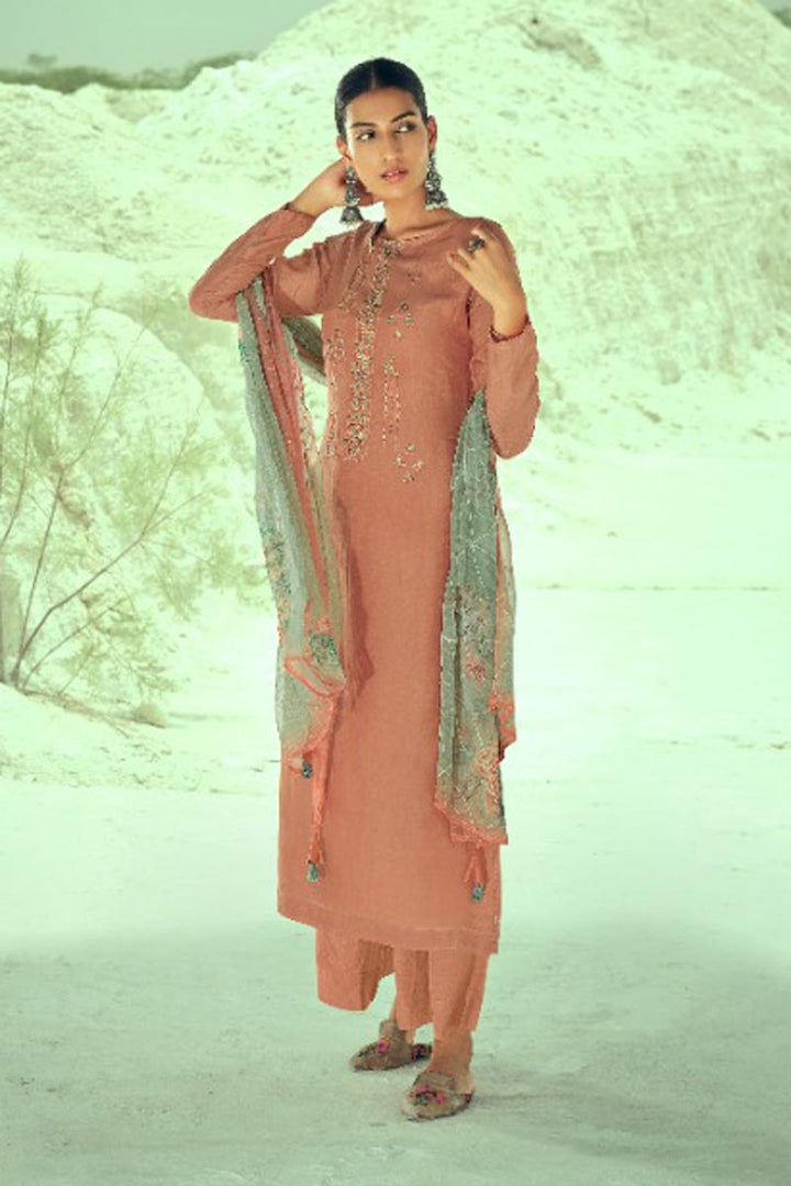 Glamorous Peach Fancy Fabric Palazzo Salwar Suit With Printed Dupatta
