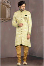 Load image into Gallery viewer, Beige Color Brocade Fabric Reception Wear Fancy Readymade Men Indo Western
