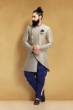 Load image into Gallery viewer, Dark Beige Art Silk Wedding Wear Stylish Readymade Men Indo Western

