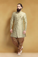 Load image into Gallery viewer, Sea Green Color Sangeet Wear Stylish Readymade Men Indo Western In Art Silk Fabric
