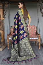 Load image into Gallery viewer, Navy Blue Color Festive Wear Designer Art Silk Fabric Weaving Work Saree
