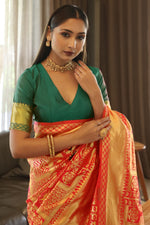 Load image into Gallery viewer, Red Art Silk Fabric Weaving Work Sangeet Wear Saree
