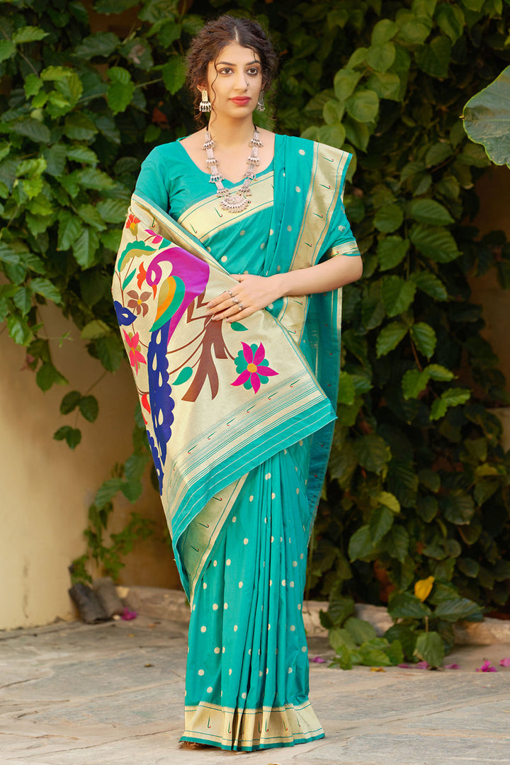 Function Wear Weaving Work On Sky Blue Color Banarasi Silk Saree