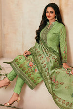 Load image into Gallery viewer, Daily Wear Muslin Fabric Green Color Printed Salwar Suit
