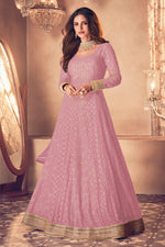 Load image into Gallery viewer, Tempting Georgette Fabric Pink Color Party Wear Anarkali Suit Featuring Vartika Singh With Embroidered Work
