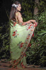 Load image into Gallery viewer, Attractive Printed Work On Yellow Color Casual Wear Satin Fabric Saree
