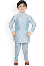 Load image into Gallery viewer, Sky Blue Dhupion Silk Wedding Wear Readymade Kurta Pyjama For Kids Wear
