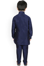 Load image into Gallery viewer, Navy Blue Color Dhupion Silk Fabric Function Wear Fancy Readymade Kurta Pyjama For Kids Wear