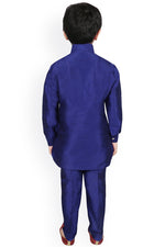 Load image into Gallery viewer, Blue Color Dhupion Silk Fabric Wedding Wear Designer Readymade Kurta Pyjama For Kids Wear
