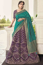 Load image into Gallery viewer, Function Wear Art Silk Fabric Banarasi Style Wine Color Lehenga With Contrast Duppata
