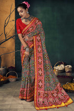 Load image into Gallery viewer, Dola Silk Fabric Printed Work Sangeet Wear Classic Saree In Multi Color
