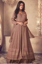 Load image into Gallery viewer, Attractive Embroidered Work On Chikoo Color Sangeet Wear Anarkali Suit In Georgette Fabric
