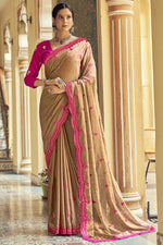 Load image into Gallery viewer, Cream Color Casual Wear Border Work Cotton Fabric Saree
