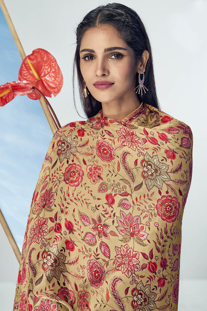 Captivating Vartika Singh Art Silk Fabric Yellow Color Embroidered Palazzo Salwar Suit