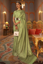 Load image into Gallery viewer, Sea Green Color Bewitching Art Silk Fabric Sangeet Wear Saree With Weaving Work
