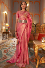 Load image into Gallery viewer, Astonishing Art Silk Fabric Pink Color Sangeet Wear Saree With Weaving Designs
