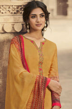 Load image into Gallery viewer, Mustard Color Crepe Fabric Casual Wear Printed Work Wonderful Palazzo Suit
