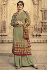 Load image into Gallery viewer, Sea Green Color Graceful Crepe Fabric Casual Wear Palazzo Suit With Printed Work
