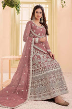 Load image into Gallery viewer, Embroidered Work On Net Fabric Chikoo Color Function Wear Incredible Anarkali suit
