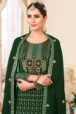 Load image into Gallery viewer, Festival Wear Imposing Embroidered Work Net Fabric Palazzo Suit In Green Color
