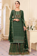 Load image into Gallery viewer, Festival Wear Imposing Embroidered Work Net Fabric Palazzo Suit In Green Color
