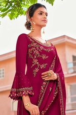 Load image into Gallery viewer, Classic Georgette Fabric Burgundy Color Party Wear Salwar Suit With Embroidered Work
