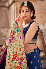 Load image into Gallery viewer, Navy Navy Blue Color Art Silk Fabric Sangeet Wear Coveted Saree With Weaving Work
