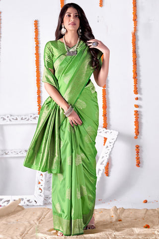 Sea Green Color Weaving Work On Function Wear Glorious Saree In Art Silk Fabric