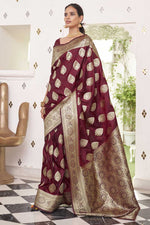 Load image into Gallery viewer, Function Wear Maroon Color Art Silk Fabric Bewitching Two Tone Saree With Weaving Work
