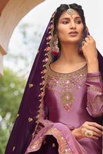 Load image into Gallery viewer, Function Wear Pink Color Georgette Fabric Imposing Embroidered Sharara Suit
