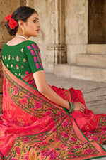 Load image into Gallery viewer, Festival Wear Riveting Brasso Fabric Pink Color Saree With Embroidered Blouse
