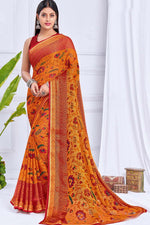 Load image into Gallery viewer, Casual Wear Orange Color Chiffon Fabric Superior Saree With Printed Work
