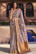 Load image into Gallery viewer, Glamorous Digital Printed Work Daily Wear Cotton Fabric Lavender Color Saree
