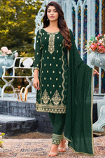 Load image into Gallery viewer, Exclusive Festival Wear Thread Embroidered Work Green Color Designer Salwar Suit Featuring Akanksha Puri
