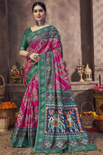 Load image into Gallery viewer, Rani Color Art Silk Fabric Sangeet Wear Patola Printed Swanky Saree

