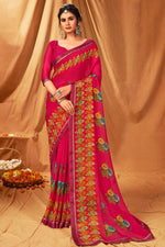 Load image into Gallery viewer, Incredible Printed Work On Chiffon Fabric Pink Color Casual Wear Saree

