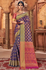 Load image into Gallery viewer, Alluring Art Silk Fabric Purple Color Festival Wear Patola Style Saree With Jacquard Work
