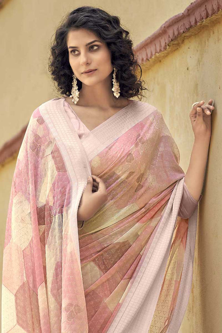 Printed Work Multi Color Georgette Fabric Daily Wear Dreamy Saree