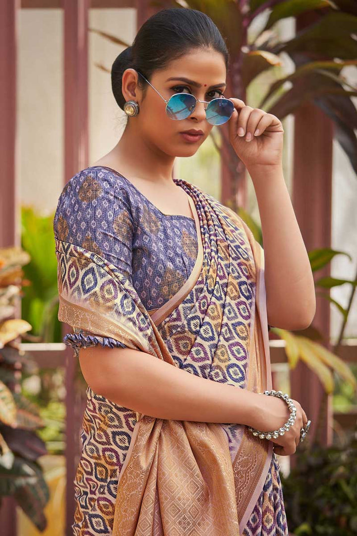 Sangeet Wear Art Silk Fabric Designer Multi Color Printed Work Astounding Saree