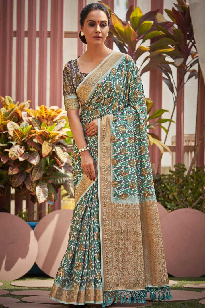 Sangeet Wear Art Silk Fabric Designer Multi Color Printed Work Winsome Saree